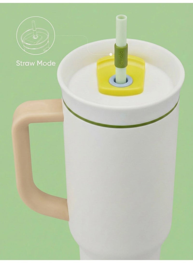 Owala المقاوم للصدأ - القدح الثلاثي الفولاذ - معزول ، يتميز بغطاء للتسرب ، وقش ، ومقبض ، BPA - مجانًا ، بسعة 40 أوقية ، ومصممة مع منطقة رش للحماية الإضافية ، فقدت في الفضاء - Image 5